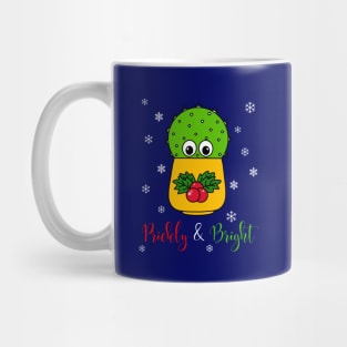 Prickly And Bright - Cute Cactus In Christmas Holly Pot Mug